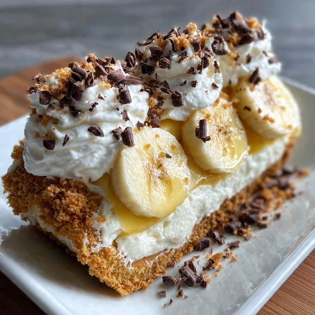 A beautiful sliced Banana Cream Cheesecake Roll showing perfect swirls of cake and filling on a white platter