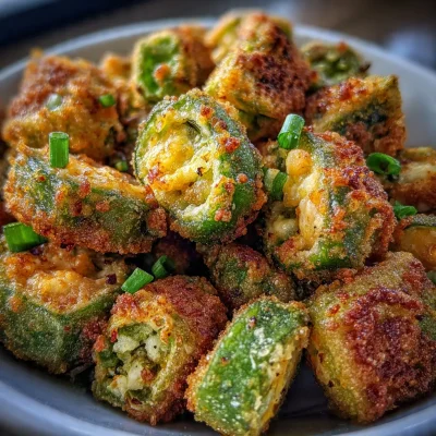 Pepper Jack Stuffed Fried Okra