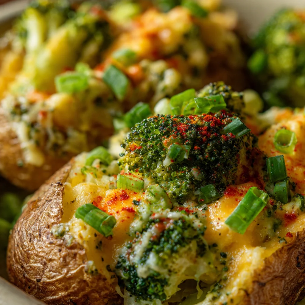 Creamy twice baked cheesy broccoli casserole with a golden brown panko crust fresh from the oven