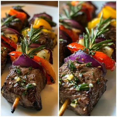 Rosemary Garlic Steak Kebabs