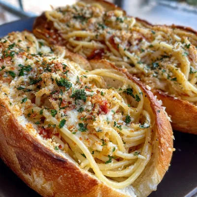 Spaghetti Stuffed Garlic Subs